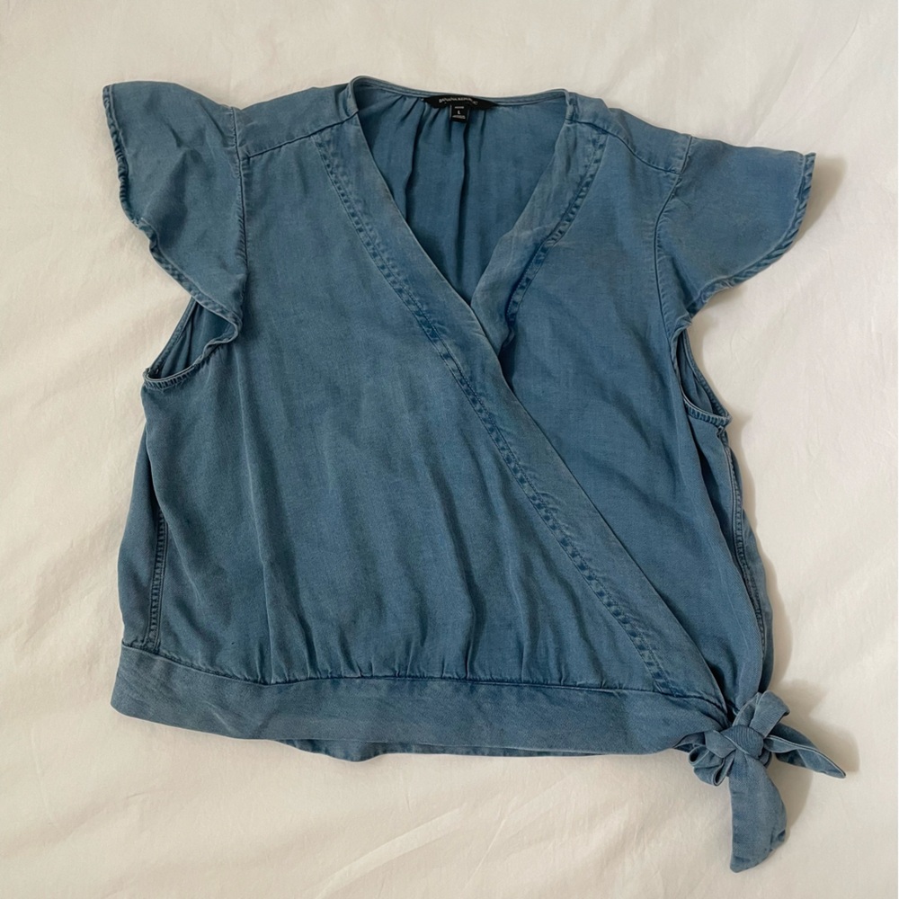 Banana Republic Denim Blue Wrap Blouse